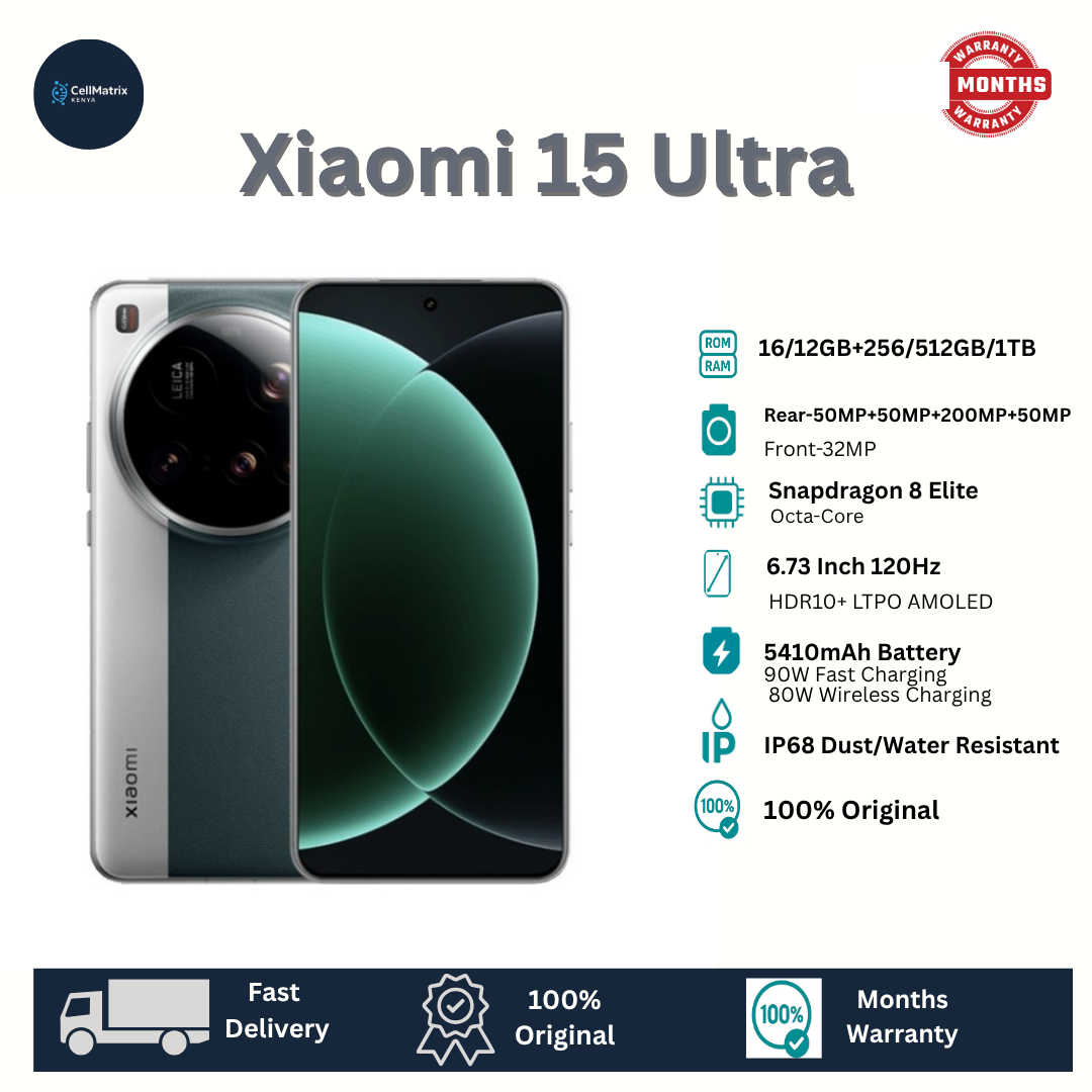 Xiaomi 15 Ultra 512GB+16GB 6.73" HDR10+ LTPO AMOLED 120Hz Display 200MP Camera 5410mAh Battery 90W Wired Charging 80W Wireless Charging Snapdragon 8 Elite IP68 Redmi Note 14 Pro Plus Smartphone
