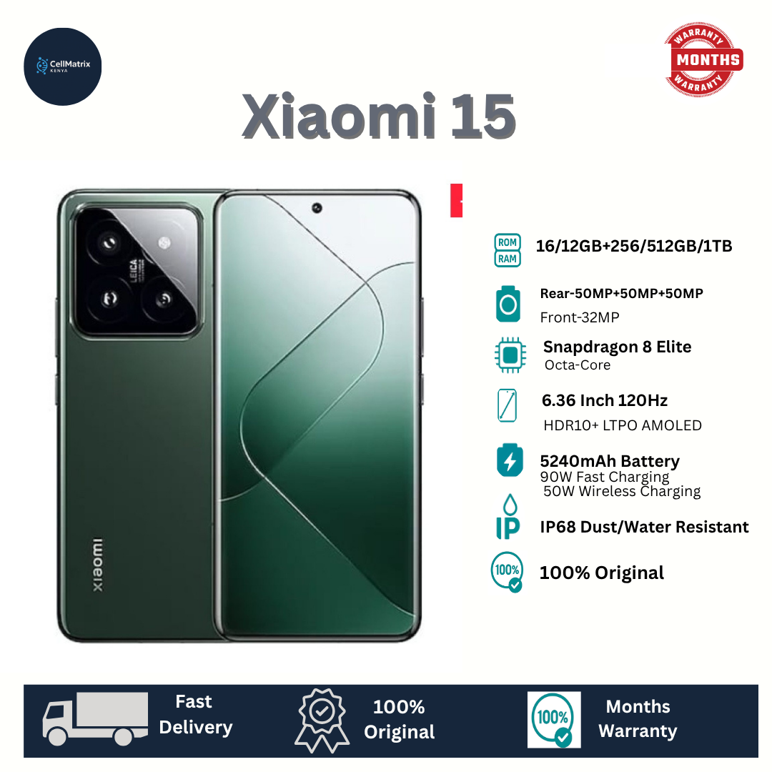 Xiaomi 15 12GB+512GB 6.36" HDR10+ LTPO AMOLED 120Hz Display 50MP Camera 5240mAh Battery 90W Wired Charging 50W Wireless Charging Snapdragon 8 Elite IP68 Redmi Note 14 Pro Plus Smartphone