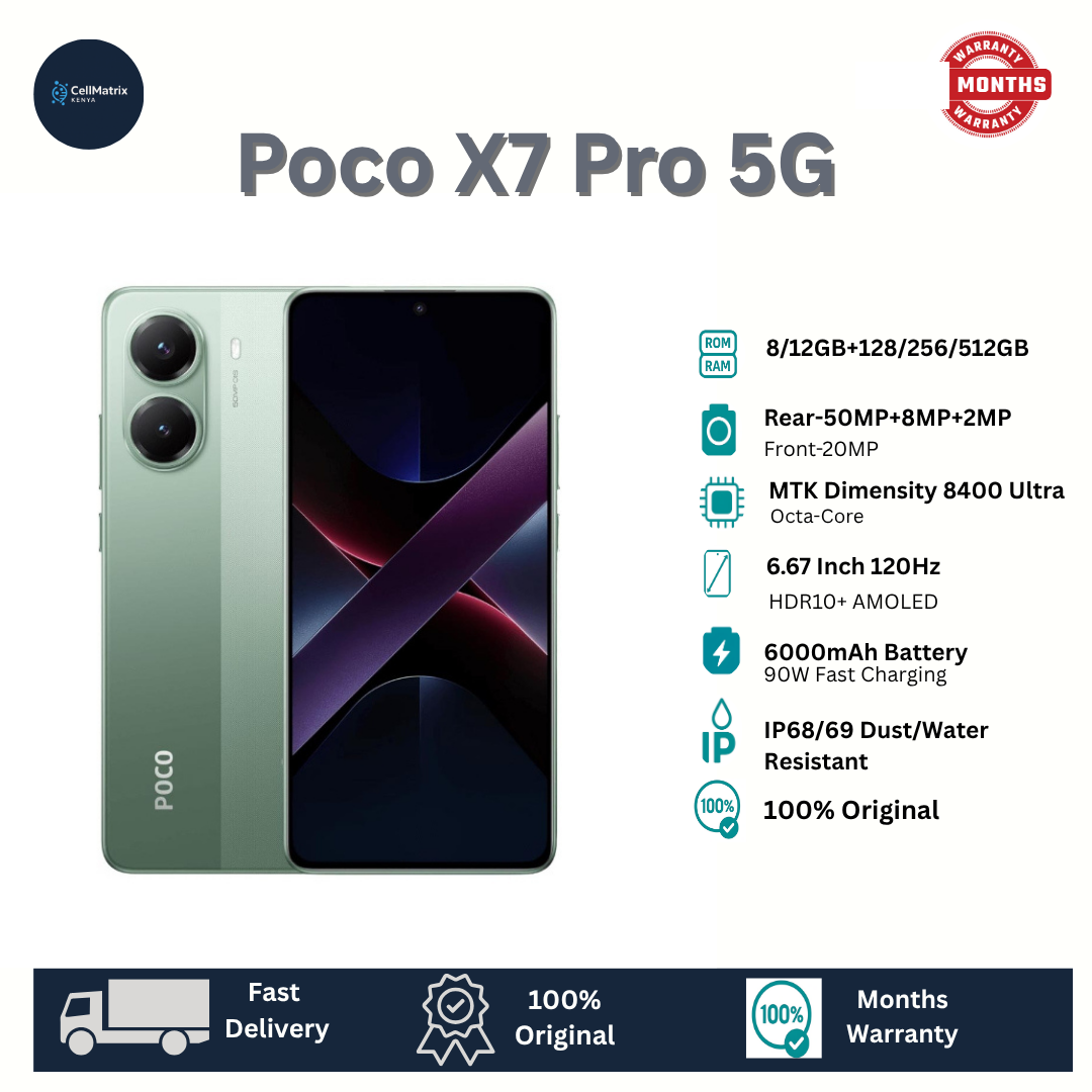 Xiaomi POCO X7 Pro 5G 512GB+12GB 6.67" AMOLED 120Hz Display 50MP Camera 6000mAh Battery 90W Fast Charging IP68/69 Corning Gorilla Glass 7i Dual SIM+e-SIM Redmi Note 14 Pro+ Plus SmartPhone