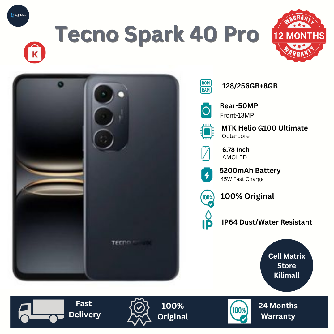 [Only Today] TECNO Spark 40 Pro 128GB+16(8+8)GB 6.78" 144Hz AMOLED Display 50+13MP Camera 5200mAh Battery 45W Fast Charge IP64 Dual SIM Corning Gorilla Glass 7i AI Android Smartphone MTK Helio G100