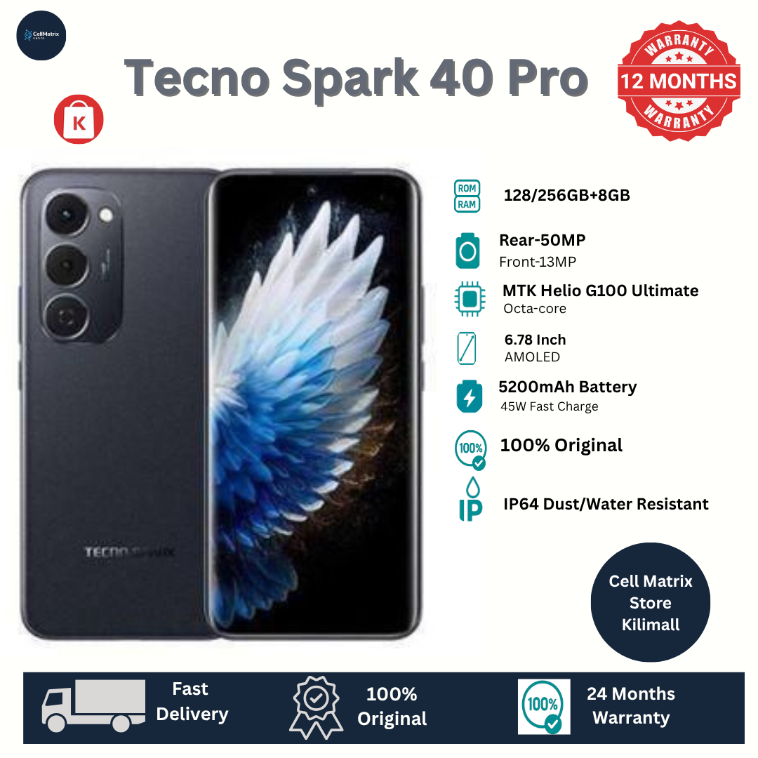 [Only Today] TECNO Spark 40 Pro 128GB+16(8+8)GB 6.78" 144Hz AMOLED Display 50+13MP Camera 5200mAh Battery 45W Fast Charge IP64 Dual SIM Corning Gorilla Glass 7i AI Android Smartphone MTK Helio G100
