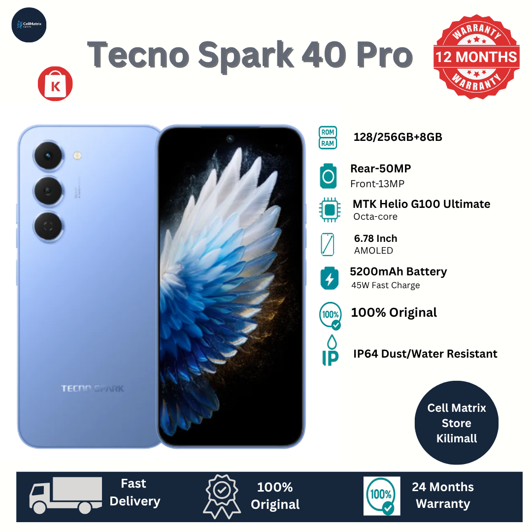 [Only Today] TECNO Spark 40 Pro 128GB+16(8+8)GB 6.78" 144Hz AMOLED Display 50+13MP Camera 5200mAh Battery 45W Fast Charge IP64 Dual SIM Corning Gorilla Glass 7i AI Android Smartphone MTK Helio G100