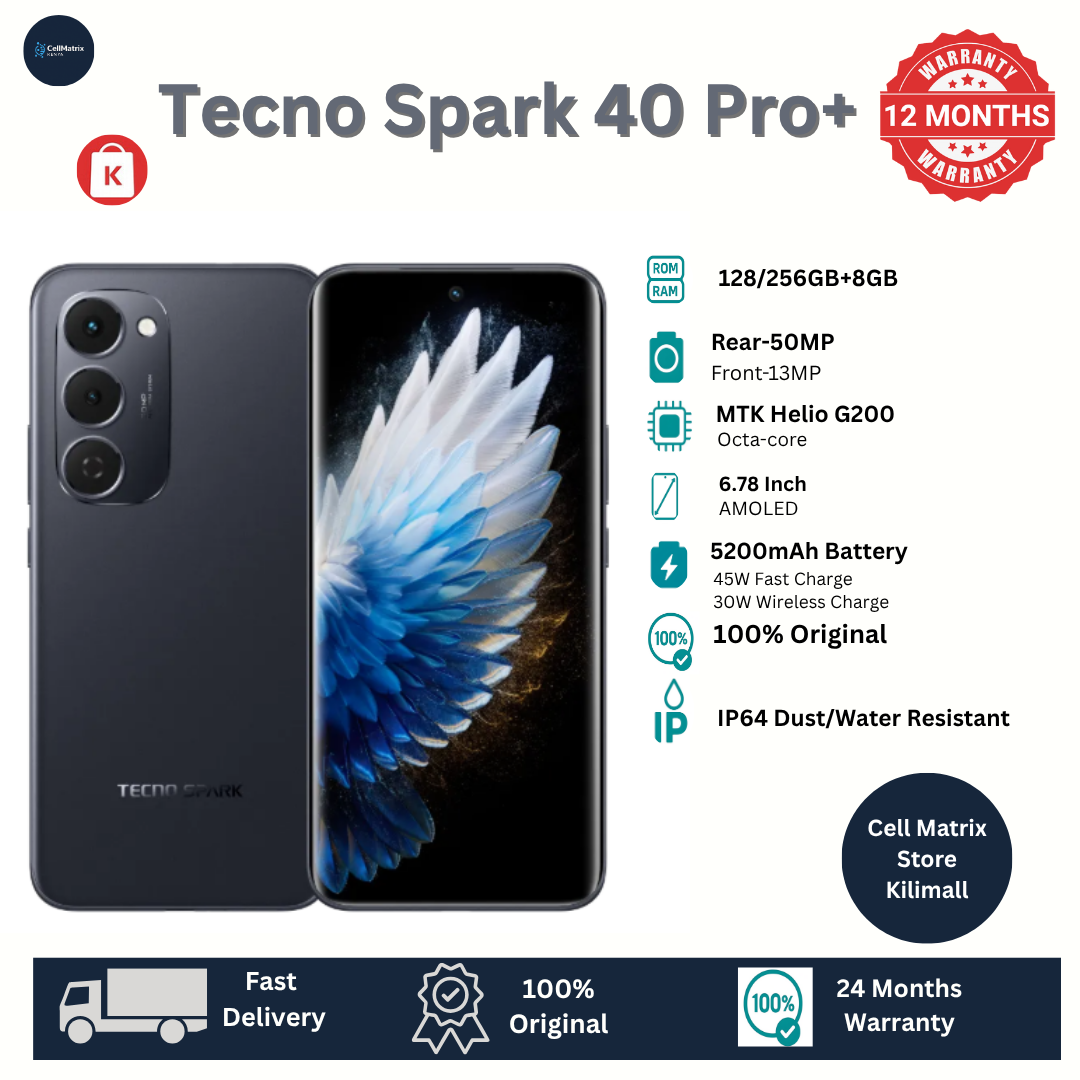[Flash Deal] TECNO Spark 40 Pro Plus 256GB+16(8+8)GB 6.78" 144Hz Curved AMOLED Screen 50+13MP Camera 5200mAh Battery 45W Fast Charge 30W Wireless Charge MTK Helio G200 SoC IP64 Pro+ AI Smartphone