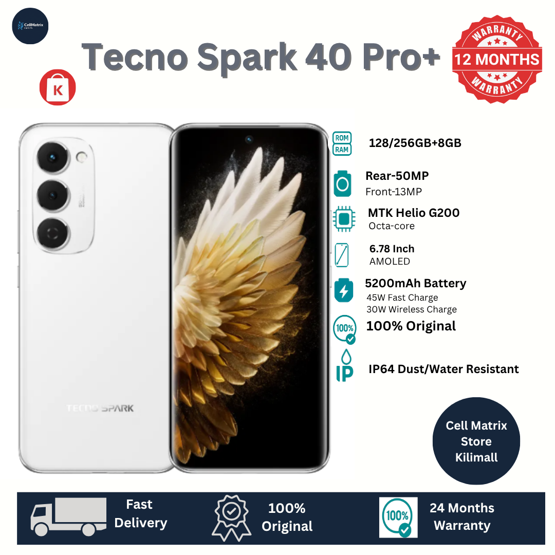 [Flash Deal] TECNO Spark 40 Pro Plus 256GB+16(8+8)GB 6.78" 144Hz Curved AMOLED Screen 50+13MP Camera 5200mAh Battery 45W Fast Charge 30W Wireless Charge MTK Helio G200 SoC IP64 Pro+ AI Smartphone