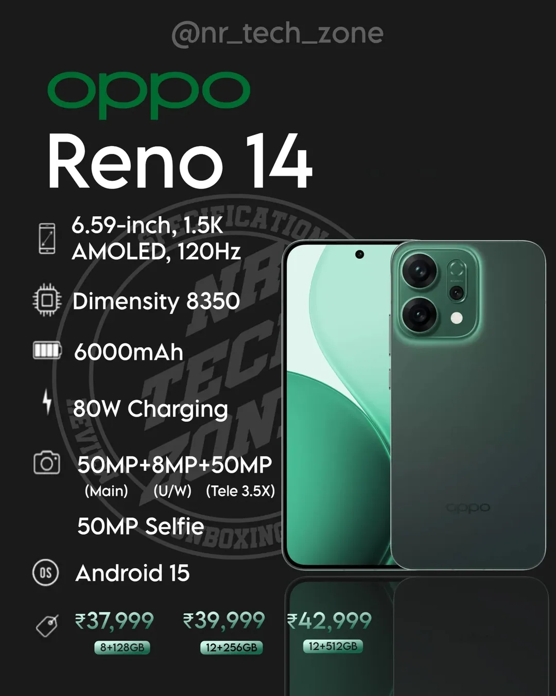 [New Arrival] Oppo Reno 14F 5G 512GB+12GB 6.57" 120Hz AMOLED 1400nits Display 50MP Rear Camera 6000mAh Battery 45W Fast Charging Superb Snapdragon 6 Gen 1 SoC IP68/69 Oppo Reno 14 F AI Smartphone