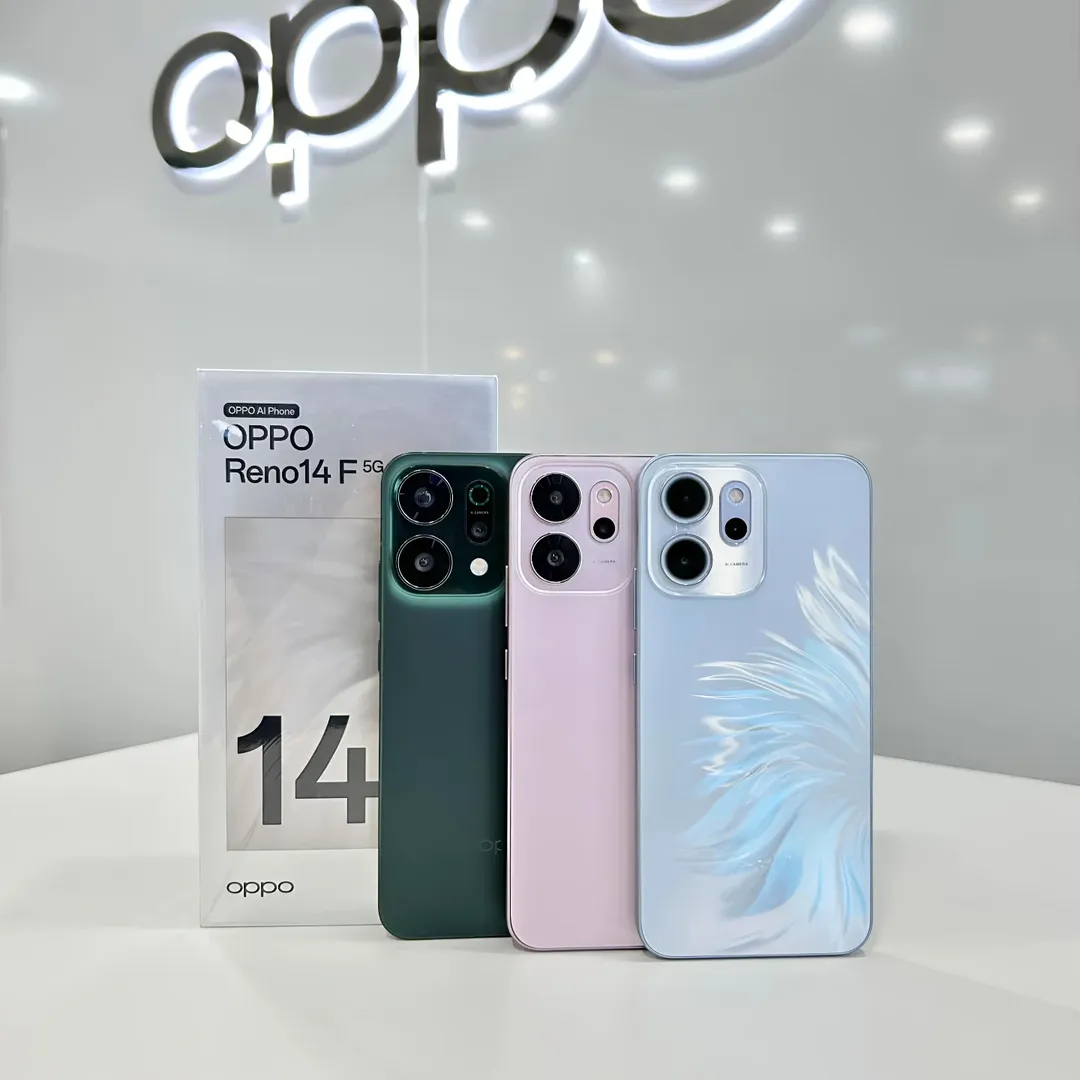 [New Arrival] Oppo Reno 14F 5G 512GB+12GB 6.57" 120Hz AMOLED 1400nits Display 50MP Rear Camera 6000mAh Battery 45W Fast Charging Superb Snapdragon 6 Gen 1 SoC IP68/69 Oppo Reno 14 F AI Smartphone