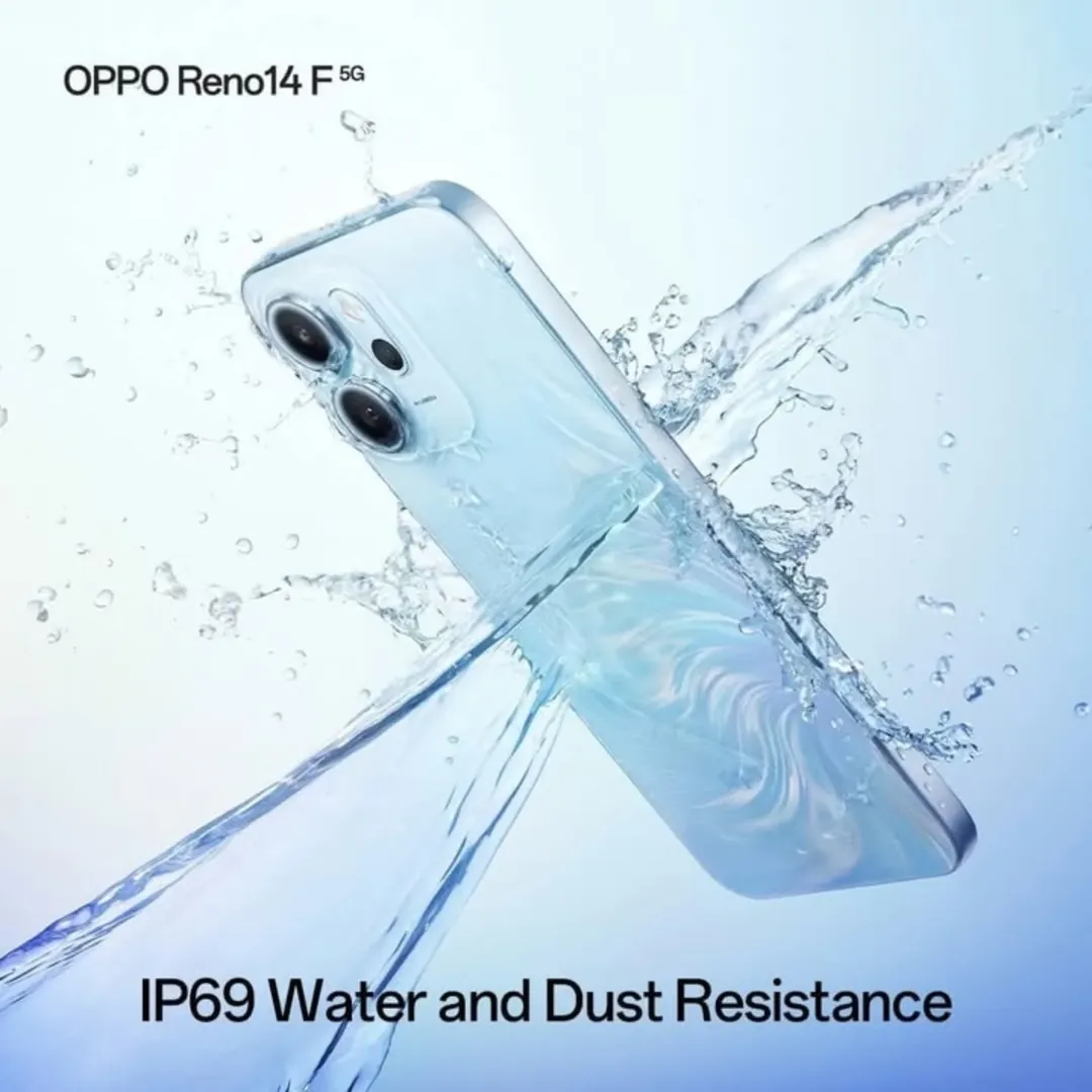 [New Arrival] Oppo Reno 14F 5G 512GB+12GB 6.57" 120Hz AMOLED 1400nits Display 50MP Rear Camera 6000mAh Battery 45W Fast Charging Superb Snapdragon 6 Gen 1 SoC IP68/69 Oppo Reno 14 F AI Smartphone