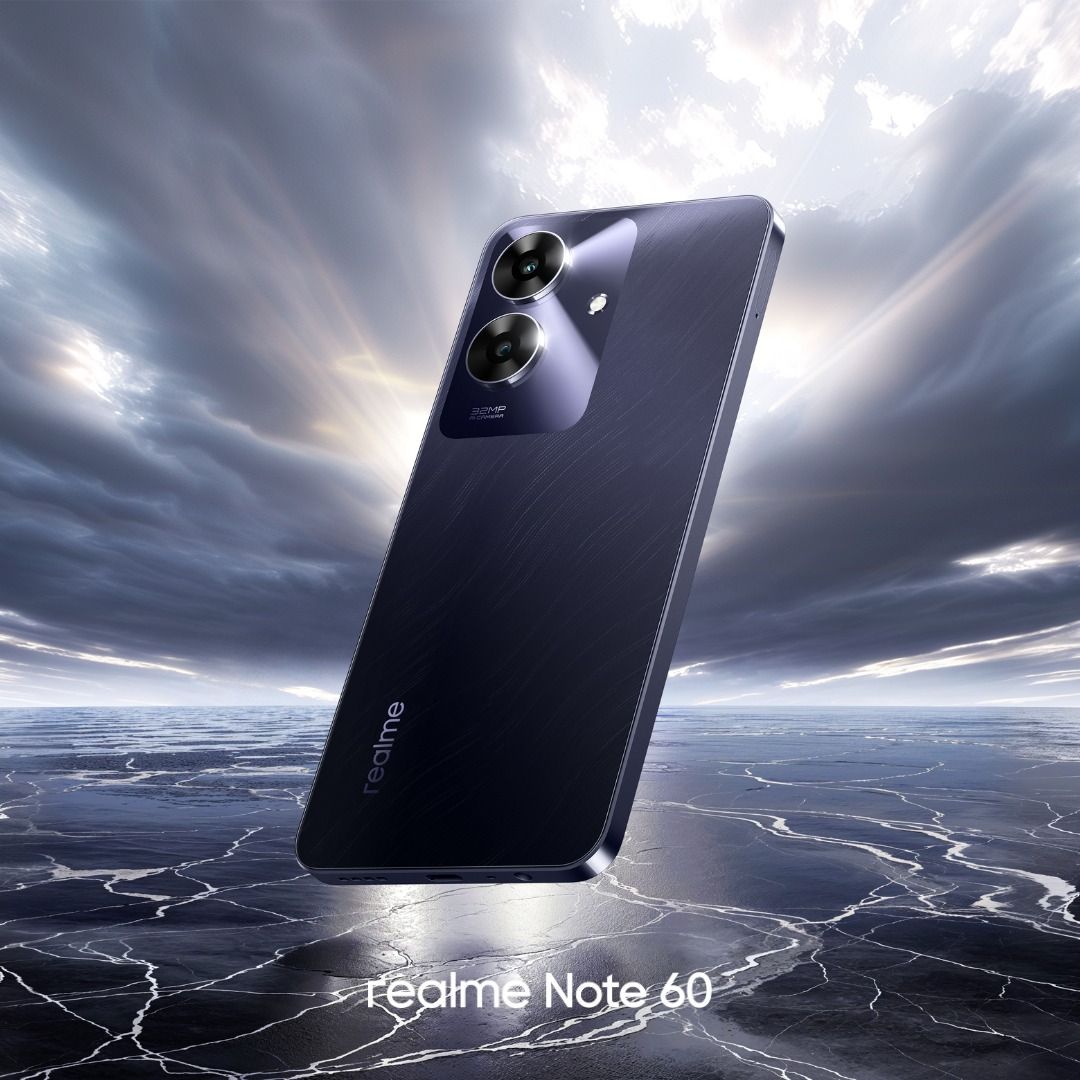 [New Arrival] Realme Note 60 256GB+8GB 6.74" IPS LCD 90Hz Display 32MP Rear Camera 5000mAh Battery 10W Fast Charging Dual SIM IP64 Die-Cast Aluminium Chasis Android AI Smartphones
