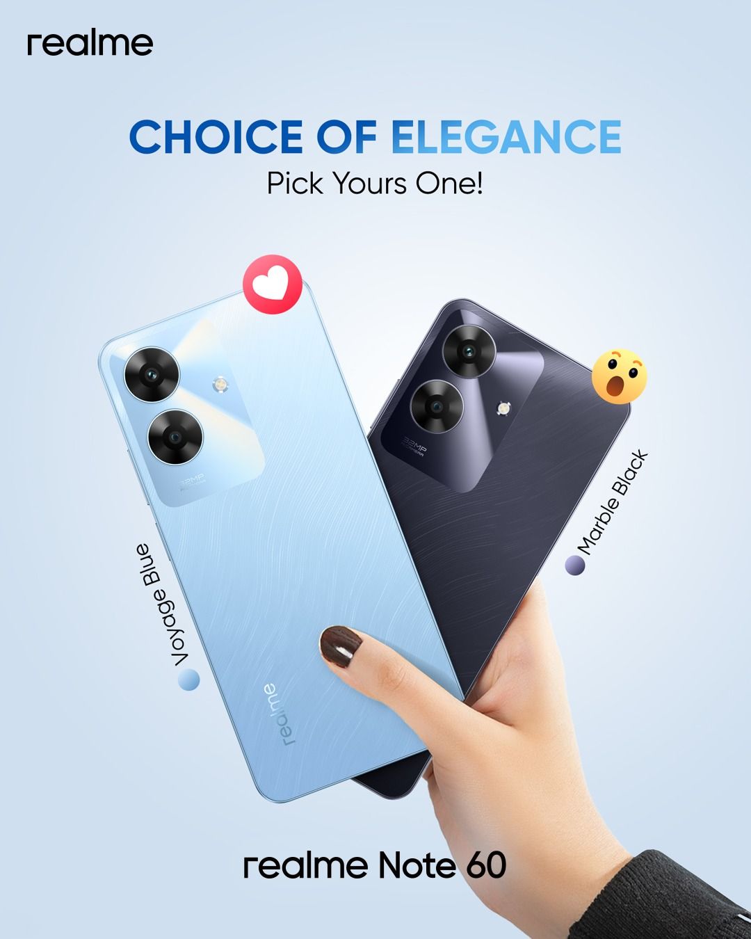 [New Arrival] Realme Note 60 256GB+8GB 6.74" IPS LCD 90Hz Display 32MP Rear Camera 5000mAh Battery 10W Fast Charging Dual SIM IP64 Die-Cast Aluminium Chasis Android AI Smartphones