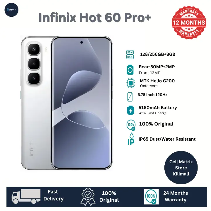 [New Arrival] Infinix Hot 60 Pro Plus 256GB+16(8+8)GB 6.78" 144Hz Curved AMOLED Display 50+13MP Camera 5160mAh Battery 45W Fast Charging Corning Gorilla Glass 7i IP65 Infinix Hot 60 Pro+ AI Smartphone