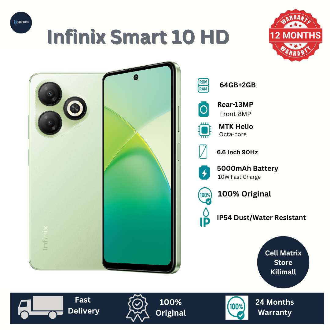 [New Arrival] Infinix Smart 10HD 64GB+4(2+2)GB 6.6" 90Hz IPS LCD Display 13MP Rear+8MP Front Camera 5000mAh Battery Dual SIM 10W Fast Charging Fingerprint Unlock Android Smart 10 HD Smartphone