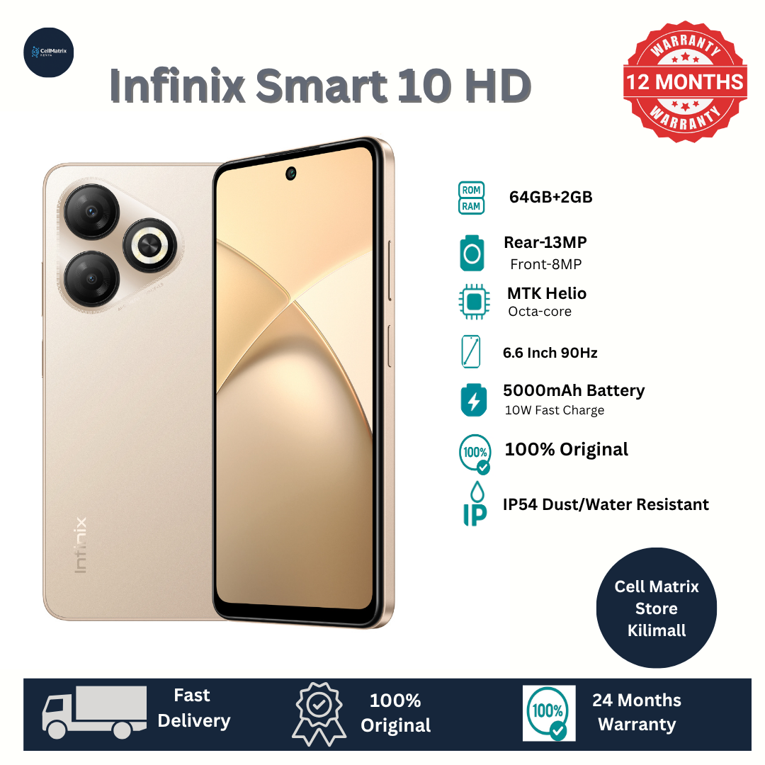 [New Arrival] Infinix Smart 10HD 64GB+4(2+2)GB 6.6" 90Hz IPS LCD Display 13MP Rear+8MP Front Camera 5000mAh Battery Dual SIM 10W Fast Charging Fingerprint Unlock Android Smart 10 HD Smartphone