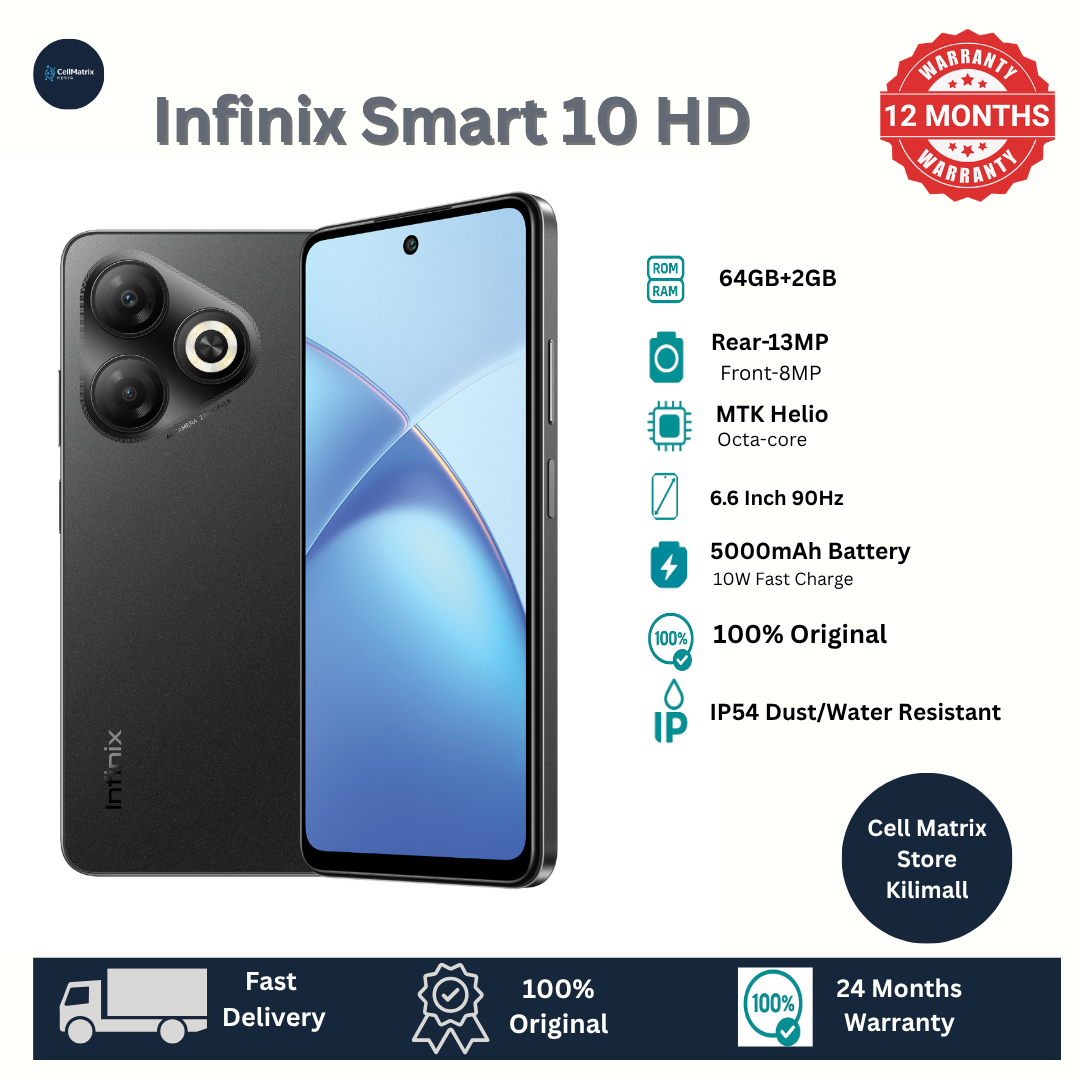 [New Arrival] Infinix Smart 10HD 64GB+4(2+2)GB 6.6" 90Hz IPS LCD Display 13MP Rear+8MP Front Camera 5000mAh Battery Dual SIM 10W Fast Charging Fingerprint Unlock Android Smart 10 HD Smartphone