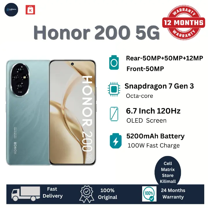 [Limited-Time-Deal] Honor 200 5G 256GB+8GB 6.7" Quad Curved OLED Display 50MP+50MP Camera 5200mAh Battery 100W Fast Charging e-SIM Snapdragon 7 Gen 3 SoC Under-Display Fingerprint AI Smartphones