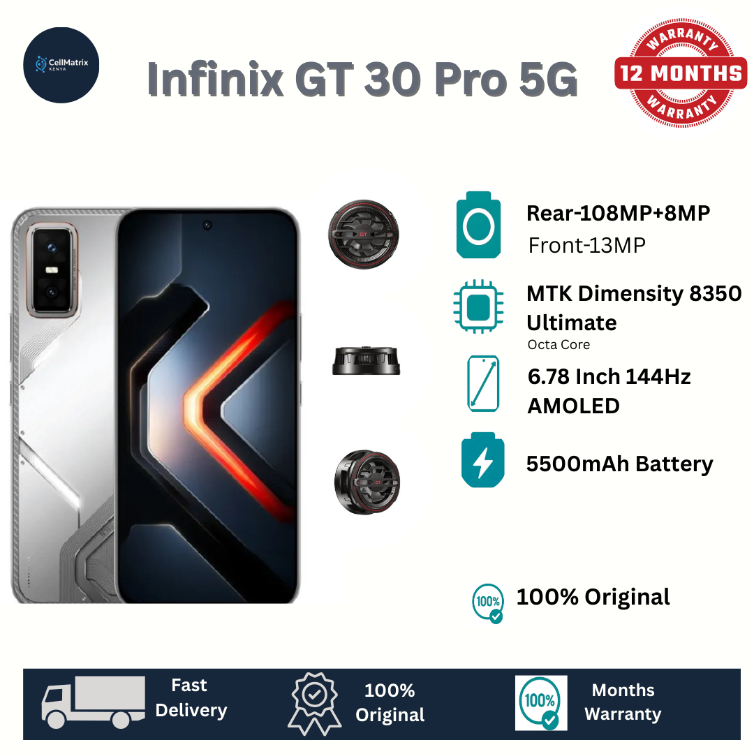 [New Arrival] Infinix GT 30 Pro 5G 256GB+12GB 6.78" 144Hz AMOLED Display 108MP Camera 5500mAh Battery 45W Super-Fast Charging 30W Wireless Dimensity 8350 Ultimate On-Screen Fingerprint AI Smartphone