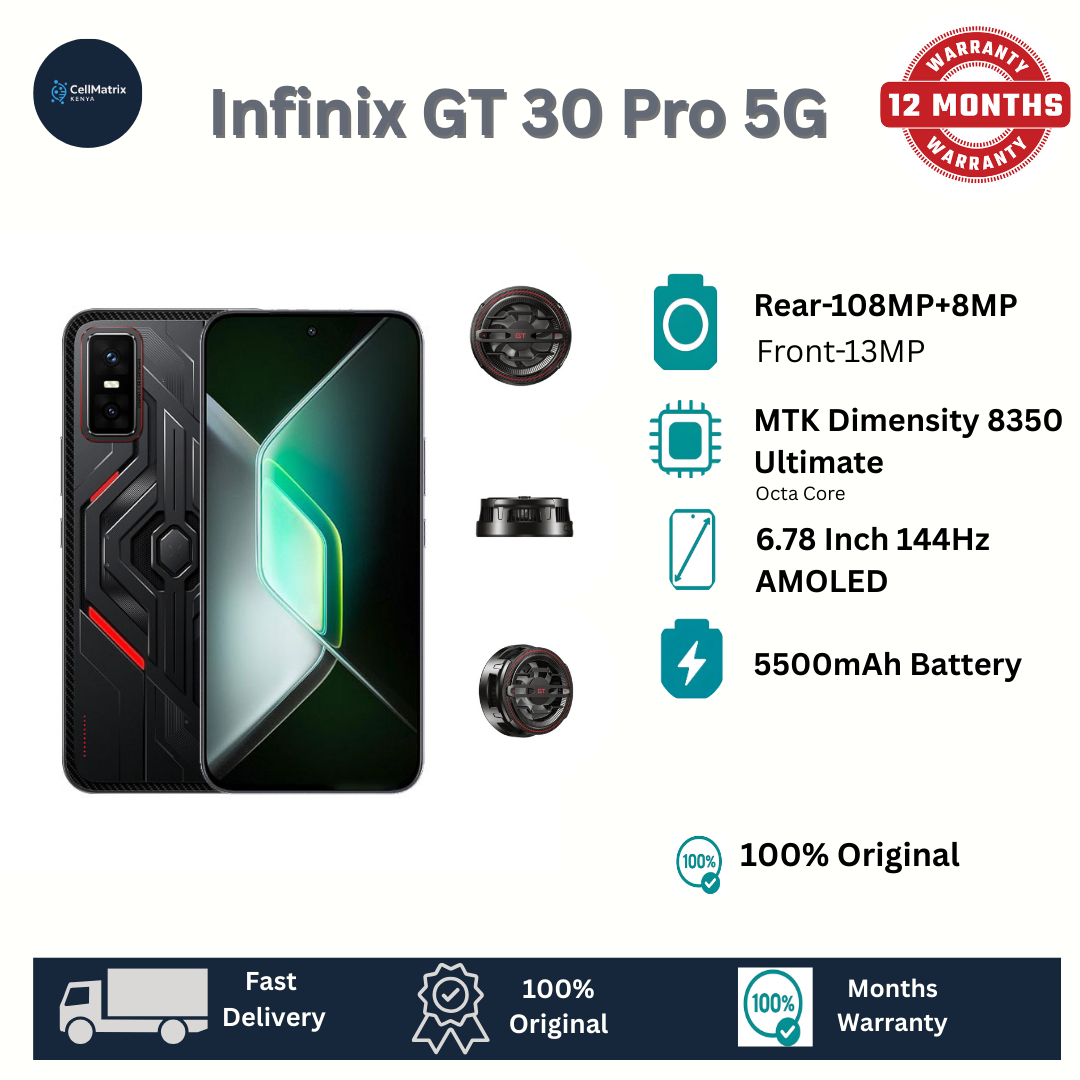 [New Arrival] Infinix GT 30 Pro 5G 256GB+12GB 6.78" 144Hz AMOLED Display 108MP Camera 5500mAh Battery 45W Super-Fast Charging 30W Wireless Dimensity 8350 Ultimate On-Screen Fingerprint AI Smartphone