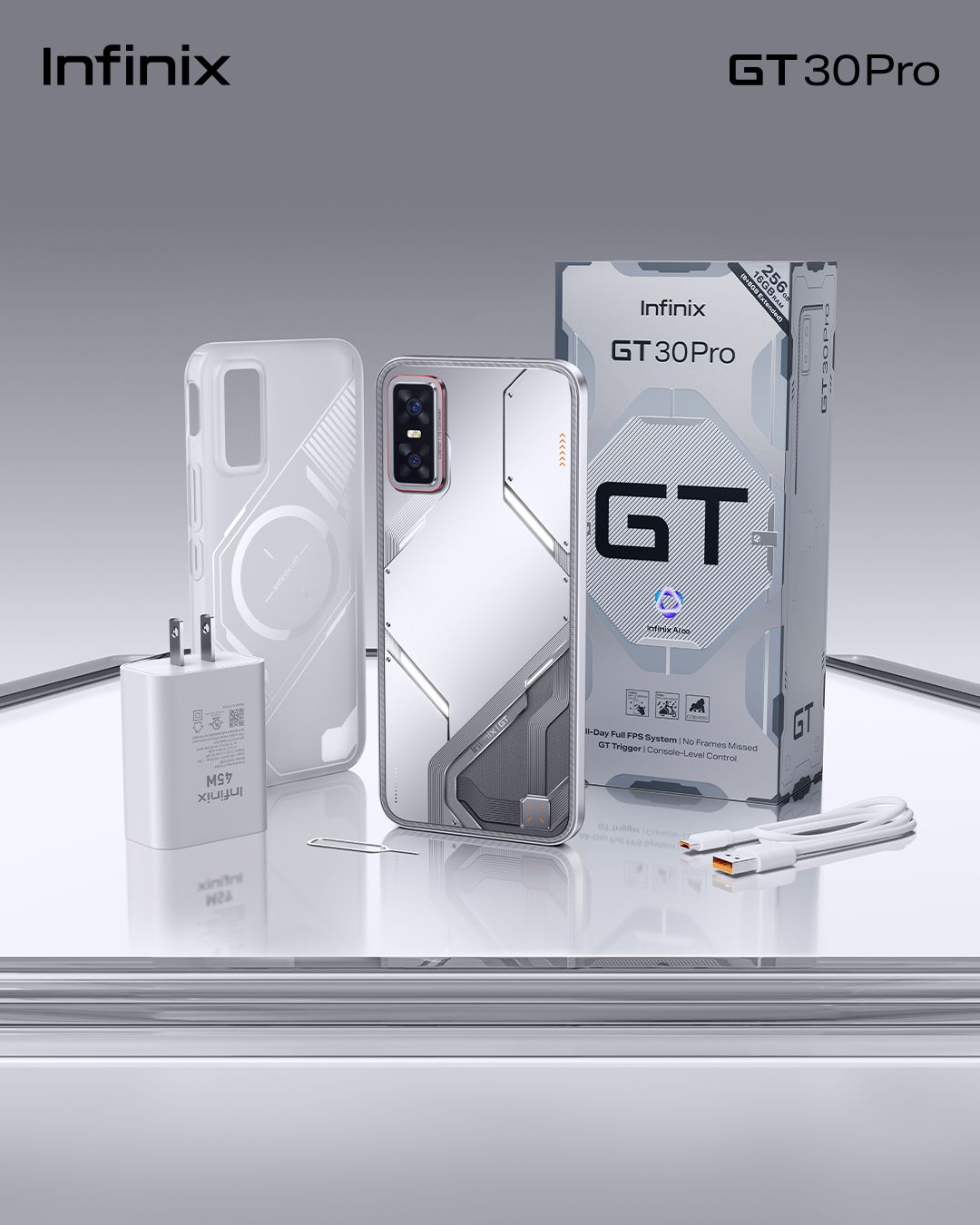 [New Arrival] Infinix GT 30 Pro 5G 256GB+12GB 6.78" 144Hz AMOLED Display 108MP Camera 5500mAh Battery 45W Super-Fast Charging 30W Wireless Dimensity 8350 Ultimate On-Screen Fingerprint AI Smartphone