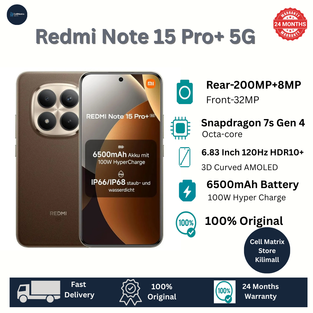 [NEW ARRIVAL🔥🔥] XIAOMI Redmi Note 15 Pro+ 5G 12GB+512GB 6.83" 120Hz 3D Curved AMOLED Display Dual SIM/e-SIM 200MP Camera 6500mAh Battery 100W IP68/69K Redmi Note 15 Pro Plus Smartphone