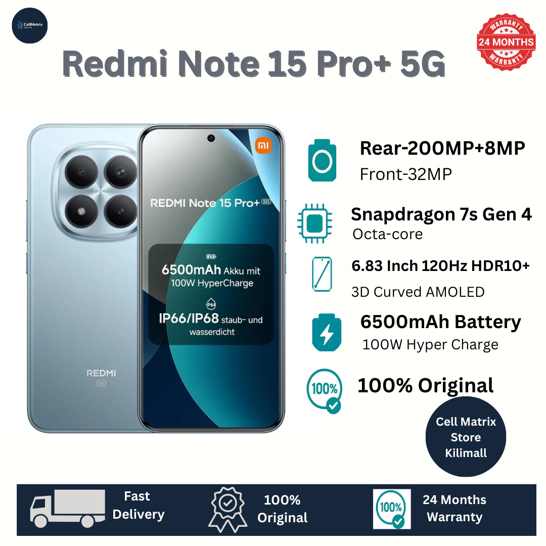 [NEW ARRIVAL🔥🔥] XIAOMI Redmi Note 15 Pro+ 5G 12GB+512GB 6.83" 120Hz 3D Curved AMOLED Display Dual SIM/e-SIM 200MP Camera 6500mAh Battery 100W IP68/69K Redmi Note 15 Pro Plus Smartphone
