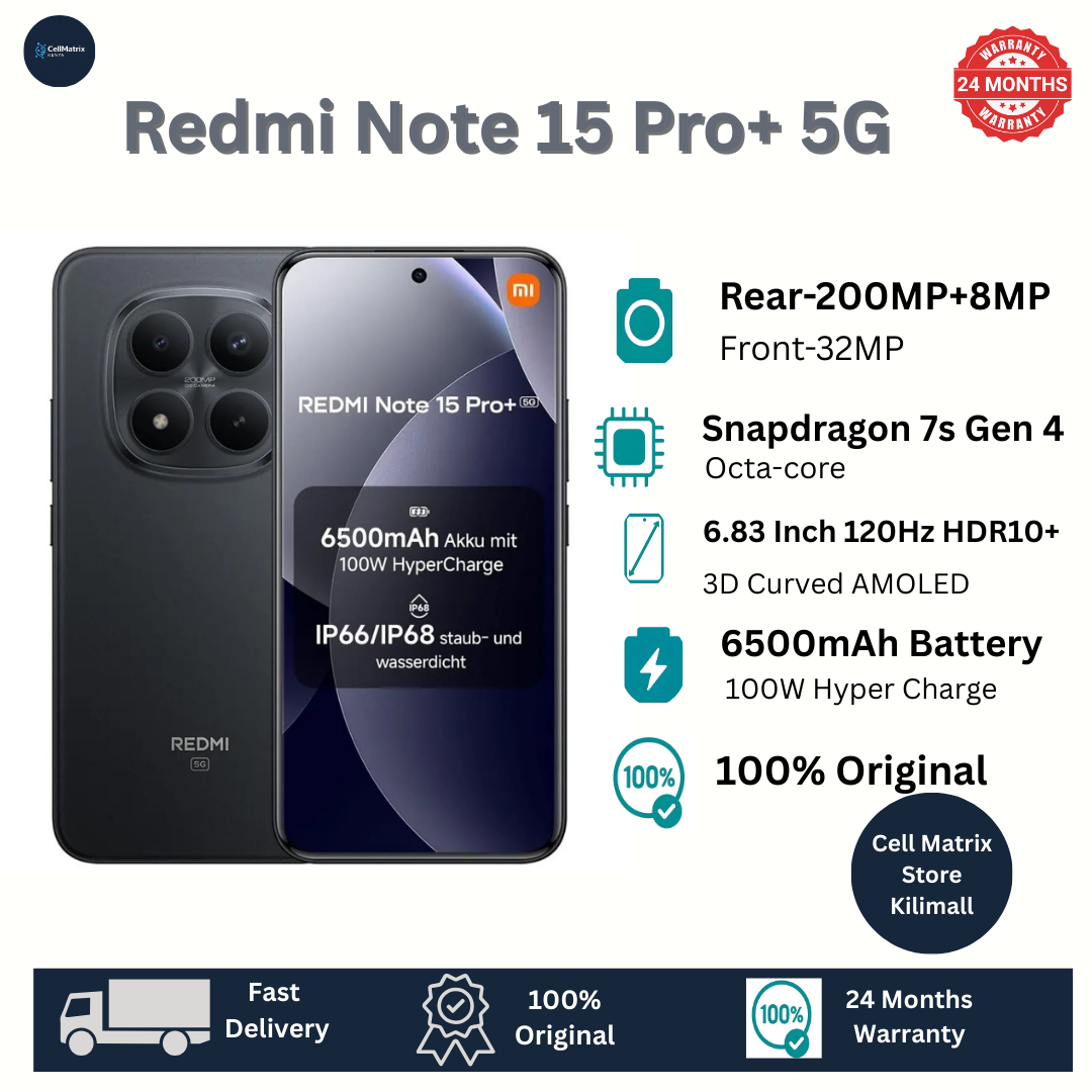 [NEW ARRIVAL🔥🔥] XIAOMI Redmi Note 15 Pro+ 5G 12GB+512GB 6.83" 120Hz 3D Curved AMOLED Display Dual SIM/e-SIM 200MP Camera 6500mAh Battery 100W IP68/69K Redmi Note 15 Pro Plus Smartphone