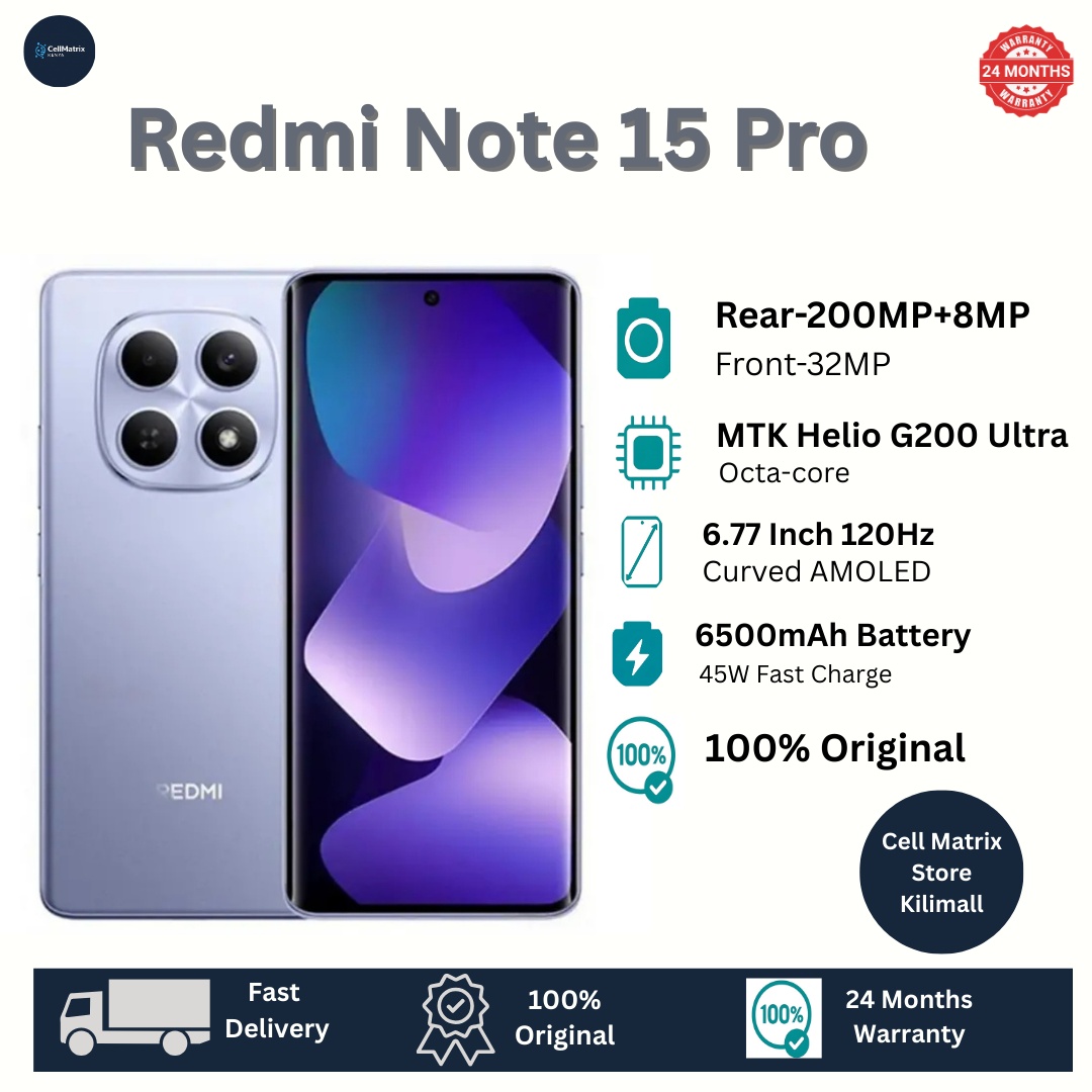 [New Arrival🔥🔥] XIAOMI Redmi Note 15 Pro 8GB+256GB 6.77" 120Hz Curved AMOLED Display 200MP Camera Dual SIM IP65 6500mAh Battery 45W Fast Charging On-screen Fingerprint Smartphone Redmi Note 14 Pro