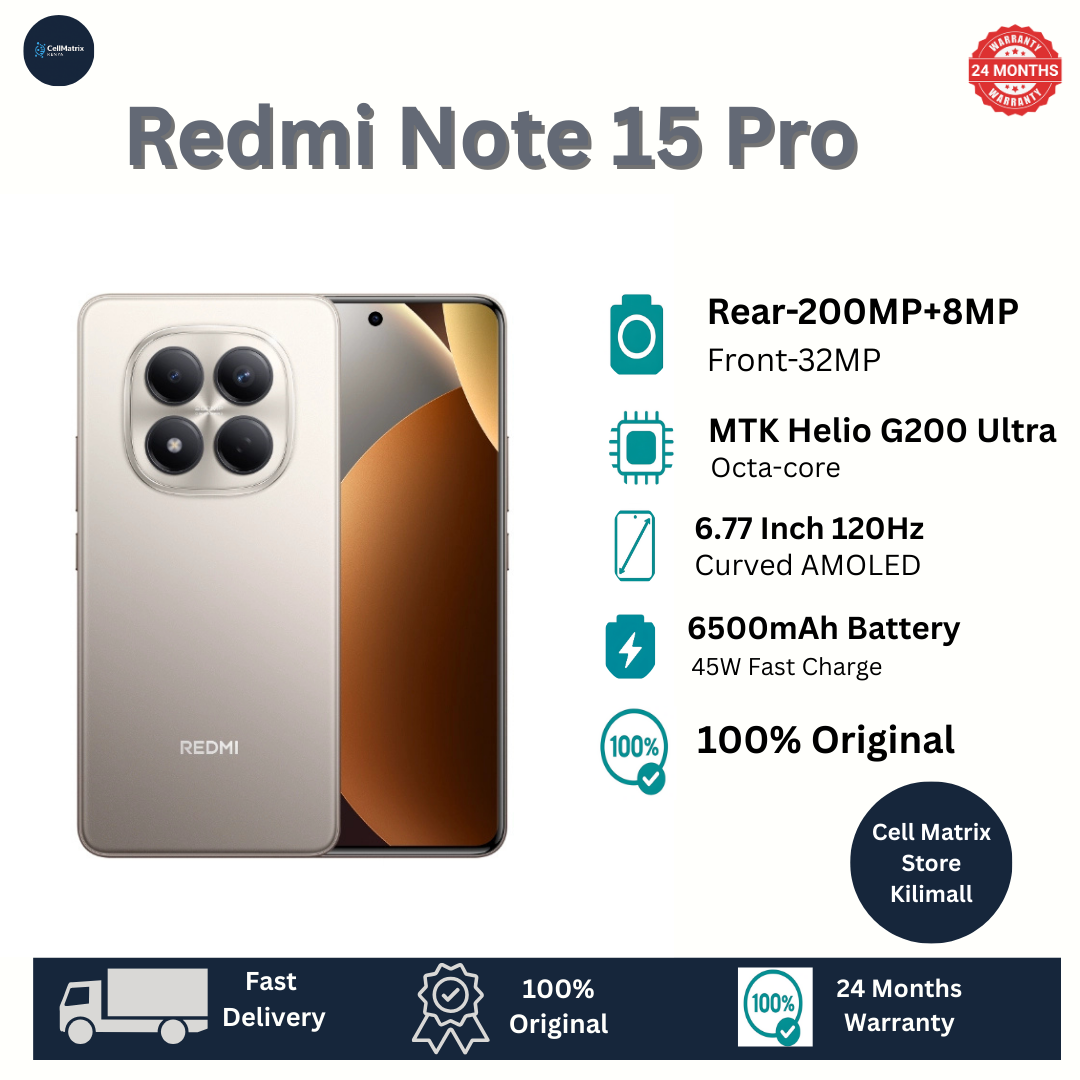 [New Arrival🔥🔥] XIAOMI Redmi Note 15 Pro 8GB+256GB 6.77" 120Hz Curved AMOLED Display 200MP Camera Dual SIM IP65 6500mAh Battery 45W Fast Charging On-screen Fingerprint Smartphone Redmi Note 14 Pro