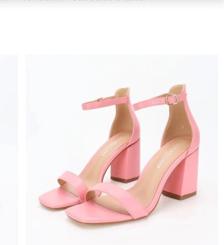 Pink Open Toes Ladies Chunky 3.5Inchs Heel (sandal heels)