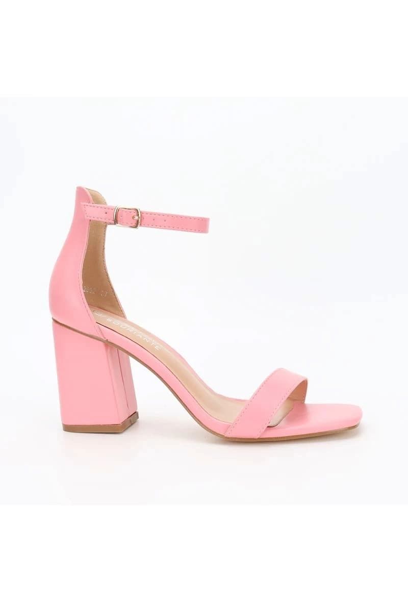 Pink Open Toes Ladies Chunky 3.5Inchs Heel (sandal heels)
