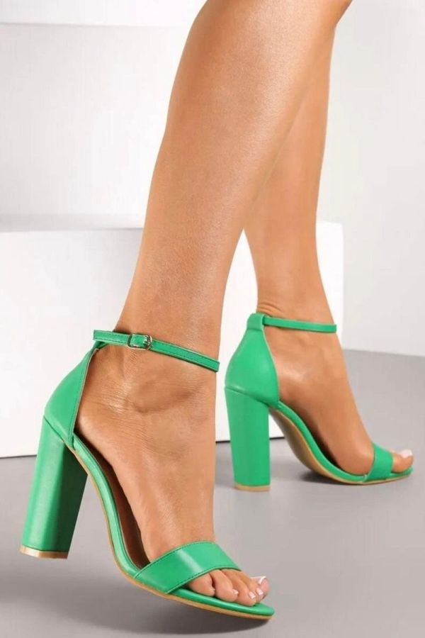 Womens 3.5" Chunky Block High Heels Ankle Strap Heeled Sandals