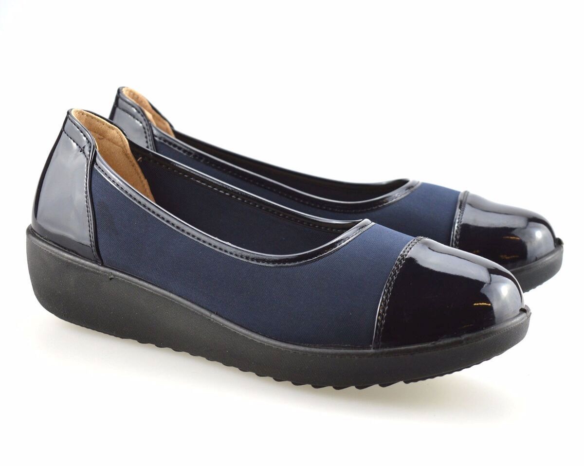 WOMEN NAVY BLUE FLAT COMFY SHOES,LOAFERS,OFFICE WEAR SHOES,WALKING SHOES,SLIP ONS, LOW WEDGE PUMPS