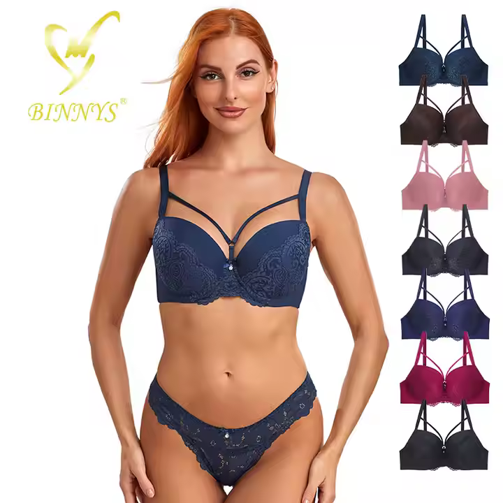 BINNIS Women's Strappy Lace Push-Up Bra – Multiple Colors---Stock Available Women Bra Lace Elegant Style Comfortable Thin Cup Adjustable Straps Comfortable Beautiful Bra for Women