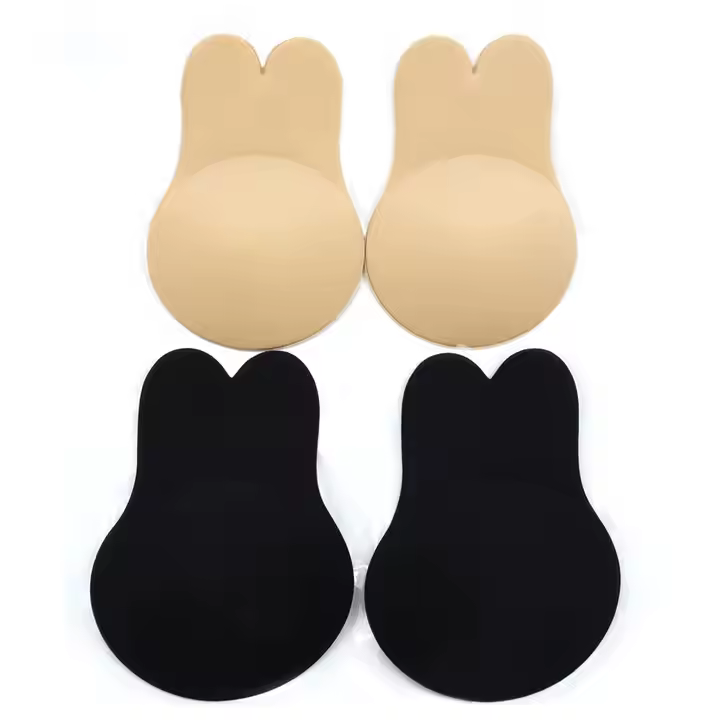 Adhesive Silicone Nipple Covers---2025 Hot Sale Rabbit Ear Pulling Reusable Silicone Invisible Nipple Cover Bra Adhesive Invisible and Comfortable Bra Pads