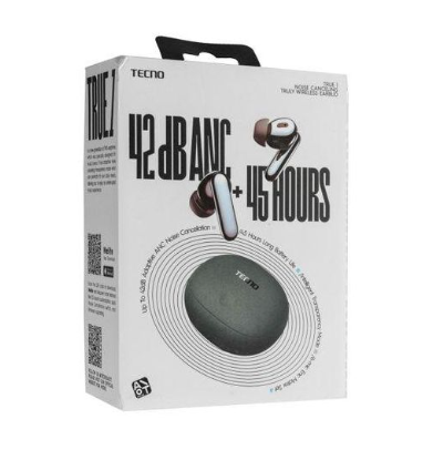 Tecno True 1 Earbuds - 42dB Active Noise Cancellation, Havy Bass | wireless earbuds|