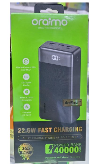 Oraimo Power Bank 40000mAH  22.5W SUPER Fast Charging Potable Powerbank