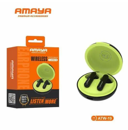 Amaya ATW-19 Wireless Earbuds Noise Reduction, Deep Bass- Black