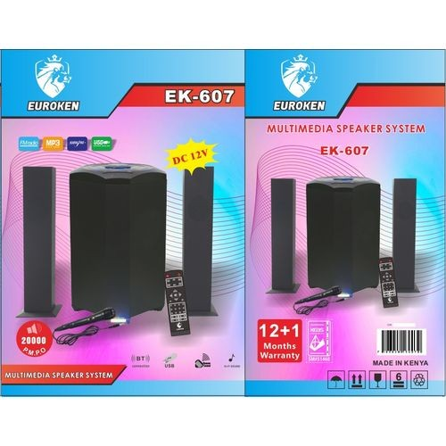 Euroken EK-607 BT 2.1CHANNEL HIGH QUALITY SOUND SYSTEM 20000W + The 2.1-Channel Home Theater System surpasses all expectations for sound quality in a small package + FREE DELIVERY JUST FOR YOU TODAY