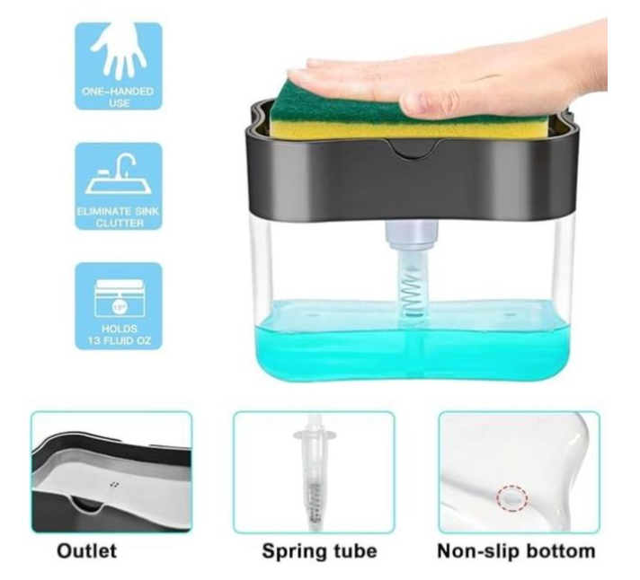 LIQUID SOAP PUMP & SPONGE HOLDER / 2 IN 1 SOAP PUMP DISPENSER