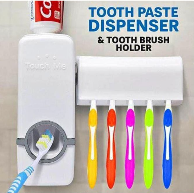 Automatic Toothpaste Dispenser Wall Mount Bathroom Accessories Toothpaste Squeezer Toothbrush Holder Toothpaste Storage