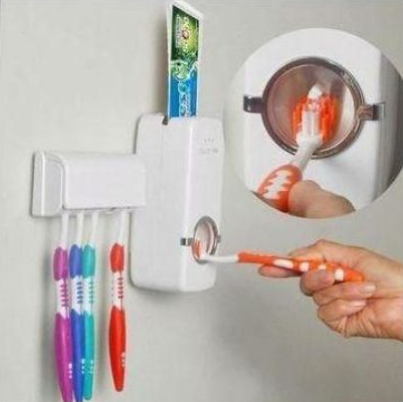 Automatic Toothpaste Dispenser Wall Mount Bathroom Accessories Toothpaste Squeezer Toothbrush Holder Toothpaste Storage