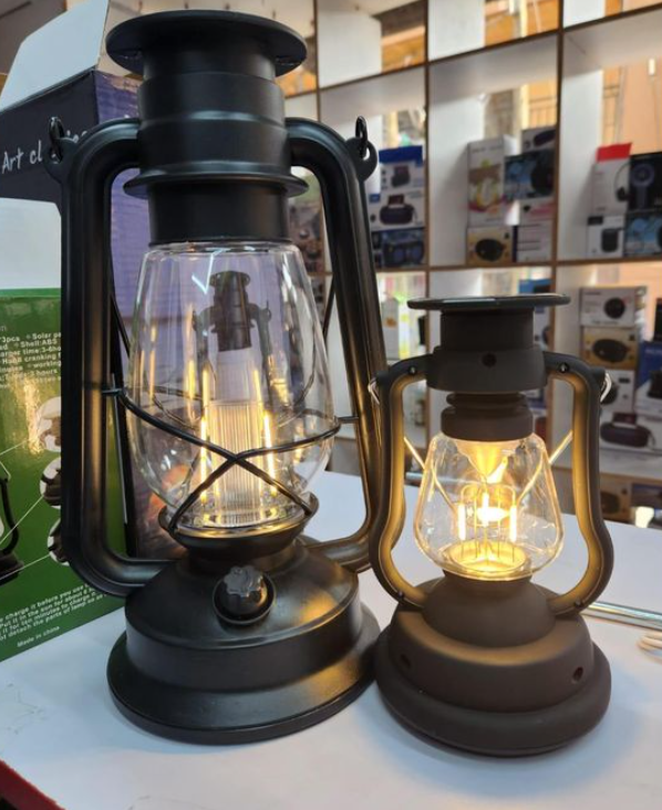 Solar Vintage Big Lantern Art Classics, Retro Outdoor Decor with Auto ON/OFF, USB & Crank Charging