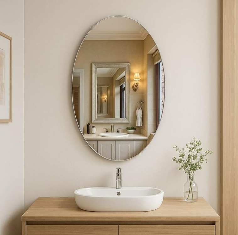Peel Oval stick unbreakable mirror