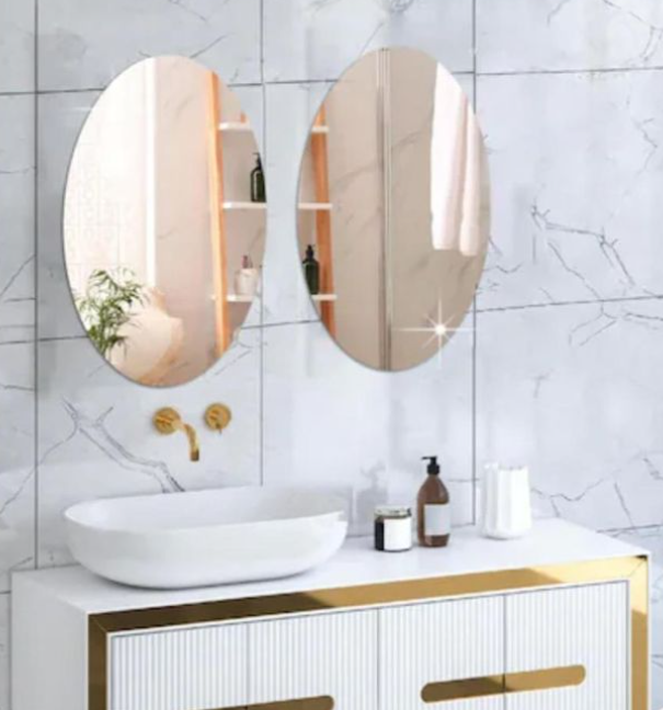 Peel Oval stick unbreakable mirror