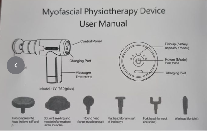 Rechargeable 6-Speed Massage Gun – 4 Heads, Deep Tissue Therapy, Physiotherapy Muscle Massager – 4 Colours With Golden Ring