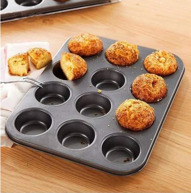 Non-stick 12 holes Muffin Pan Tin Cupcake Baking Tray Dish Bakeware