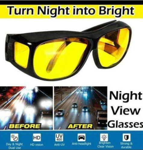 2Pcs Dark And Coloured Car Night Vision Driving Glasses Googles Safety Anti Glare Anti UV Driving Sunglasses Drivers Glasses Wrap Around Day Night Driving