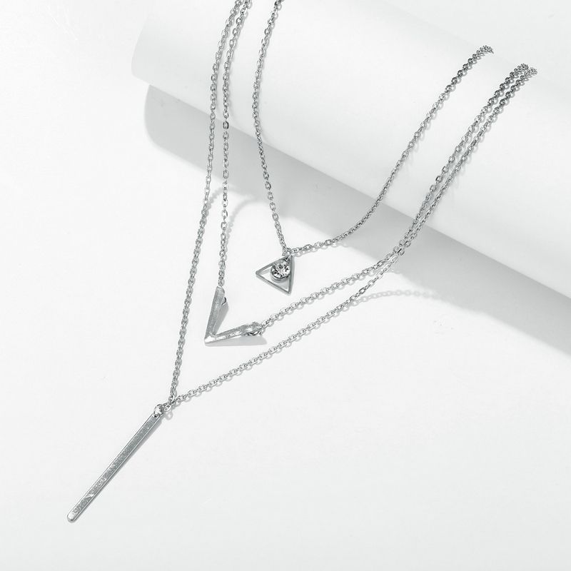Women Necklaces Pendants 3 Multi Layer Necklace Tassel Charm Bar Statement Necklace Valentines Gift Silver as picture