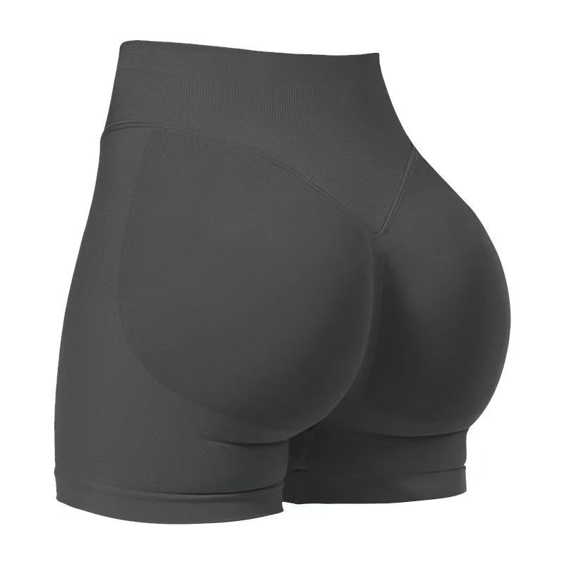 Women Workout Impact Shorts Butt Lifting Gym Seamless Booty Biker Shorts black L