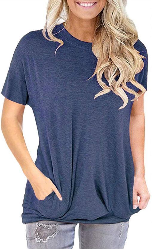 Summer Tops Women Spring Short Sleeve Shirts Beach Vacation Outfits Plus Size Workout Tshirts Casual Clothes 2025 black L