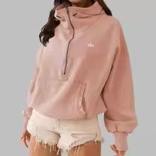 Fashion Alo Sweatshirts Yoga Clothes Casual Comfortable Outdoor Sports Zipper Drawstring Long-Sleeved Hoody Hoodie For Women Dark Blue S