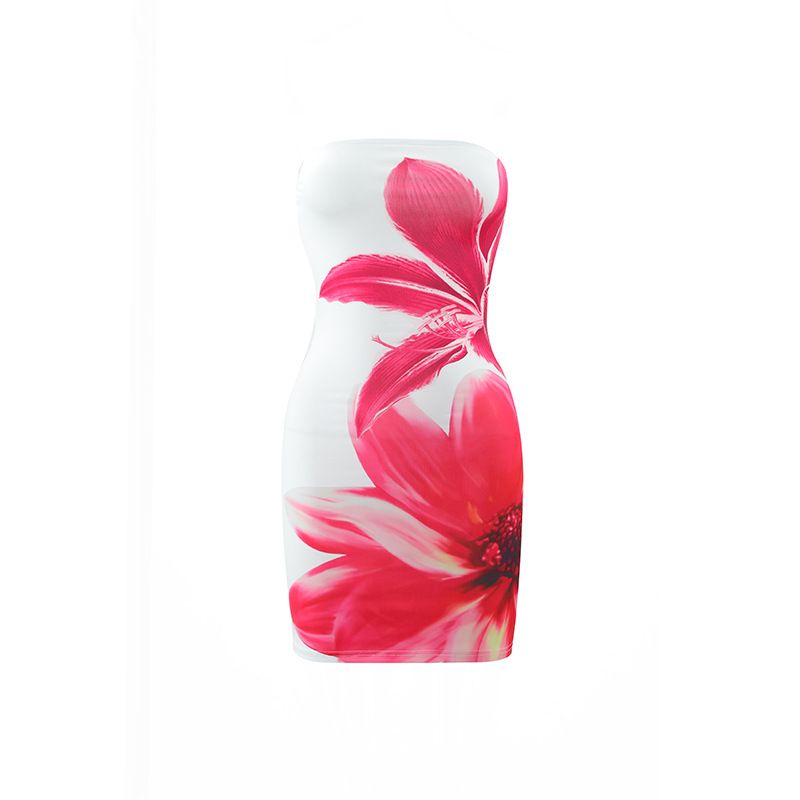 Summer Sexy Women's Clothing Sleeveless Floral Printed Corset Short Dress black S